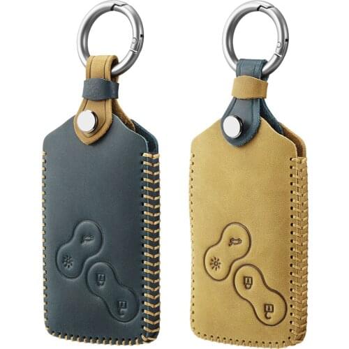 New design Leather car key case cover holder shell for Renault Clio Logan Megane 2 3 Koleos scenic card 4 button car-styling fob
