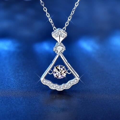 Moissanite Necklace 50 Points 3g White Diamond 45cm 925 Silver Necklaces For Women Wedding Sector Pendants Jewelry Fashion