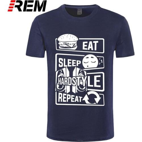 Eat Sleep Hardstyle Repeat Bass Men T Shirt Fashion Camiseta Big Size Cotton Custom Short Sleeve T-shirts
