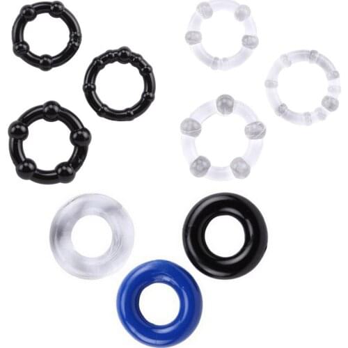 Set of 3PCS Durable Cock Rings Bead Penis Ring Male Delay Ejaculation Lasting Erection Ring Sex Toys For Men Adults