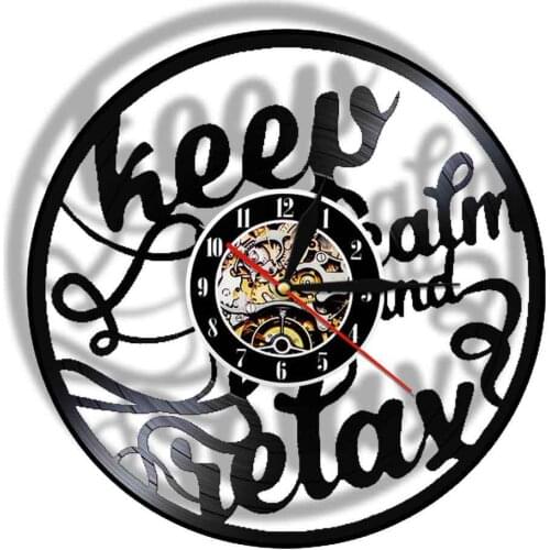 Keep Calm And Relax Wall Clock Made Of Real Vinyl Record LED Lamp Sign with Remote Control Cool Living Room Interior Decor