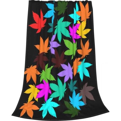 Weed Leaf Colourfull Blankets Fleece Decoration Herb Portable Soft Throw Blanket for Home Bedroom Quilt