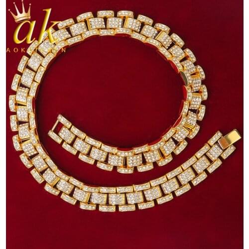 Alloy Necklace Iced Out Gold Color Men Hip Hop Jewelry