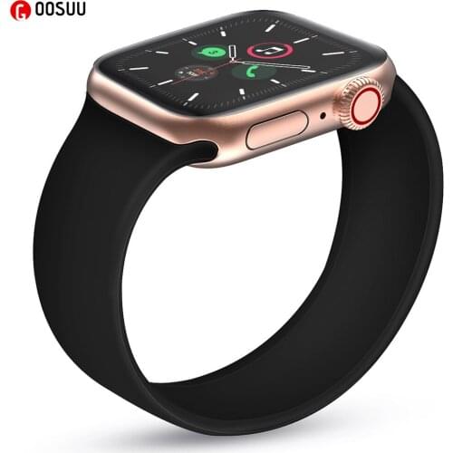 For Apple Watch Band 44mm Silicone Metal Adapter Pure Color Classic Loop Strap for Apple Watch 40mm 42mm 38mm Watch SE Wristband