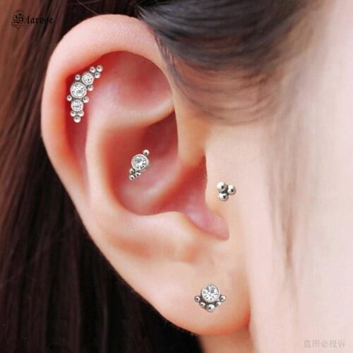 1 Piece Enthic Cluster Balls Crystal Upper Lobe Piercing Conch Stud Earrings Auricle Piercing Tragus Helix Ear Ring Body Jewelry