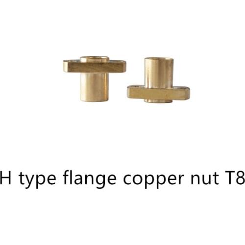 T8 nut H flange copper pitch 2mm lead 4mm 8mm for screw trapezoidal