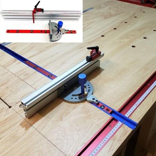 Woodworking Miter Gauge with track Stop Table saw push handle Backing T-track Engraving machine flip for Router Table Bandsaws