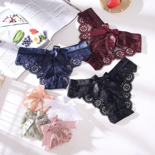 6-Pcs G-strings Comfortable Breathable Female Thongs Super Elasticity Delicate Beautiful Hollow Soft Fit Lift Lace Woman T-back