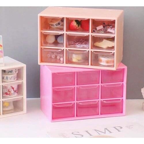 Коробка для хранения INS nine-grid dust-drawer box Stationery Jewelry Handbook Desktop Lovely Mini Girls Heart Drawers Boxes