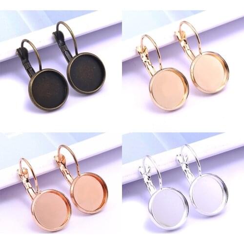 10PCS stainless Steel Classic French Lever Back Earrings Base Fit 12-16mm Cabochon Earring Blank Supplies for Jewelry Making