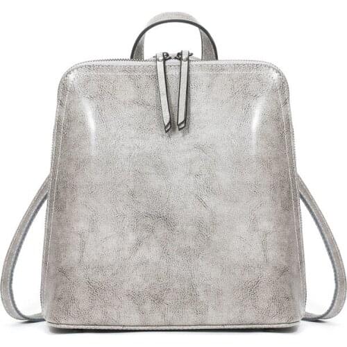 2021 Genuine Cowhide Silver Backpack Women Backpacks Fashion Travel High Quality Youth For Teenager Grils Female Shcool bagpack