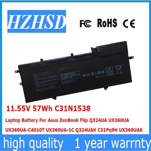 11.55V 57Wh C31N1538 Laptop Battery For Asus ZenBook Flip Q324UA UX360UA UX360UA-C4010T UX360UA-1C Q324UAK C31Pq9H UX360UAK