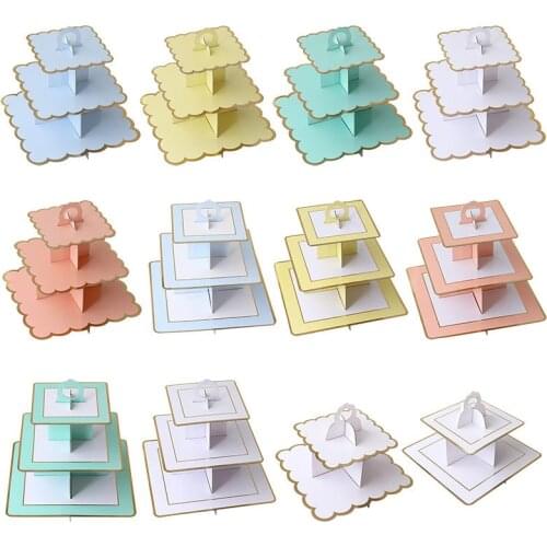 3-Layer Cupcake Stand Round Cardboard Cupcake Holder Foldable Party Decor Dessert Table Supplies Baby Showers Birthday Wedding