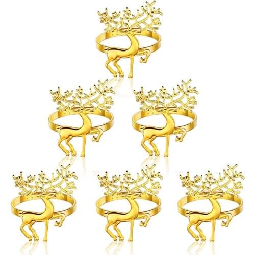 6 Pcs Deer Napkin Rings,Napkin Ring for Christmas,Holiday Parties, Dinner Parties,Dining Table Decoration Supplies