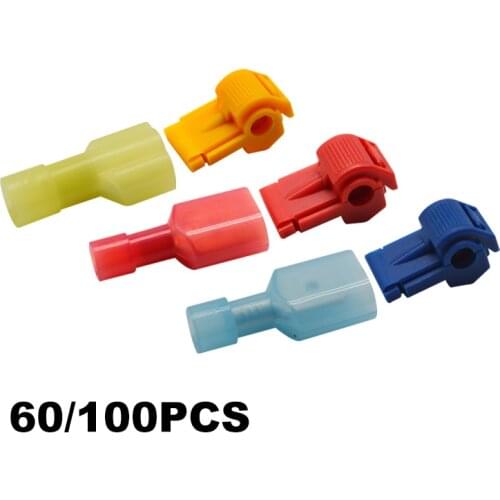 60/100PCS Quick Electrical Cable Connectors Snap Splice Lock Wire Terminals Crimp Wire Cable Connectors