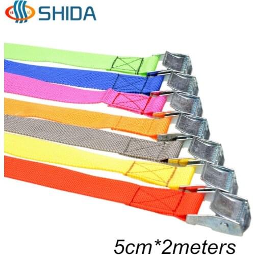 Free Shipping 1pcs 5cm*2m 500kg Metal Cam Buckle Ratchet Tie Down Luggage Load Strap Cargo Lashing PP Webbing Binding Belt