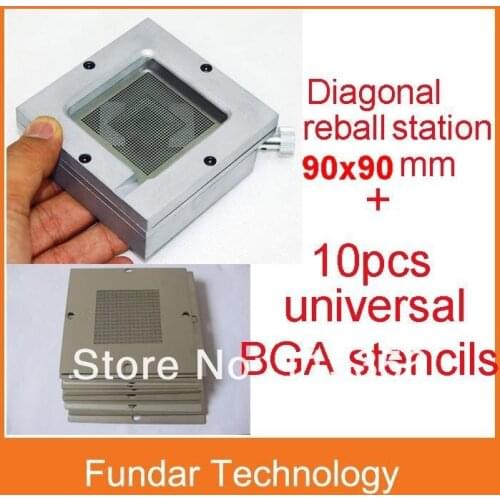 Free shipping universal BGA reballing kit 90mm Diagonal Reball Station + 10pcs 90mm universal BGA stencils