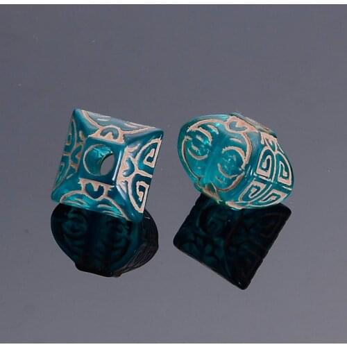 Wholesale 12 MM Vintage Ethnic Fluted Corrugated Acrylic Antique Style Design Square Spacer Bead For Diy Bracelet Jewelry Making