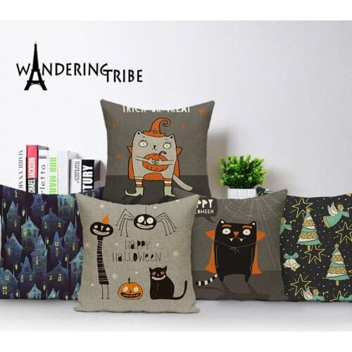Happy Halloween Cushion Cover Skull Pillow Case Horror Throw Pillows Covers Linen Home Decorative Sofa Bed Cushions Cases Kissen
