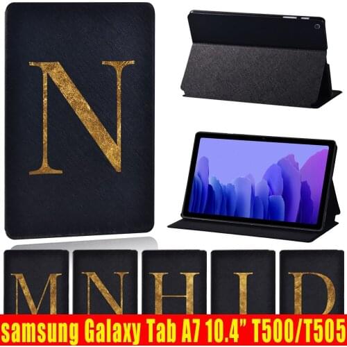 Tablets Case for Samsung Galaxy Tab A7 10.4 Inch 2020 T500/T505 PU Leather Letter Series Flip Stand Cover + Free Stylus