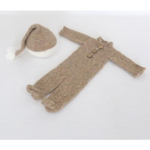 Colorful Newborn Sleepy Hat Newborn Footed Romper Baby Photography Outfit Infant Cap Baby Boy Bodysuit Poto Prop Overalls Onesie