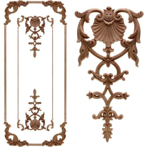 VZLX Floral Wood Carved Corner Applique Wooden Carving Decal Furniture Cabinet Door Frame Wall Home Decoration Accessories