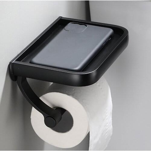 Toilet Tissue Holder Roll Papers Rack Dispensers Wall Mounted Black Home 6ml