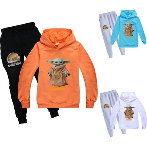 New Baby Yoda Baby Star Wars Boys Sweater Set Cotton Boutique Kids Clothing Toddler Girl Fall Clothes Hoodies Pants 2pc Set