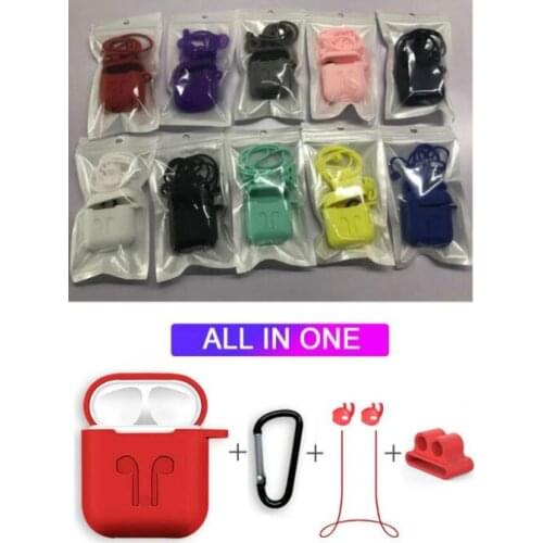DHL 20 Set 5 in 1 Non-slip Sleeve Wrap Silicone Case Cover Earphones Pouch Protective Skin Anti-lost Wire for AirPods Smartphone