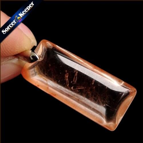 Women Jewelry Necklace Fashion Rare Genuine Natural Stone Red Rabbit Hair Fur Rutilated Quartz Crystal Polished Pendant YS210