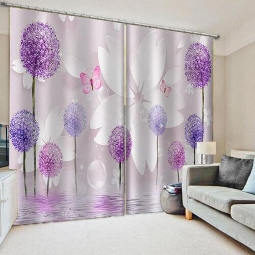 Photo Dandelion curtains Bedroom living room windproof thickening blackout fabric 3d landscape curtains