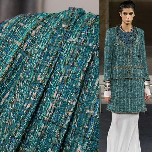 The Cloth France Dark Green Tweed Fabrics Autumn Jacket Dress Suits Garment Materials The Sewing Cloth Meter Freeshipping