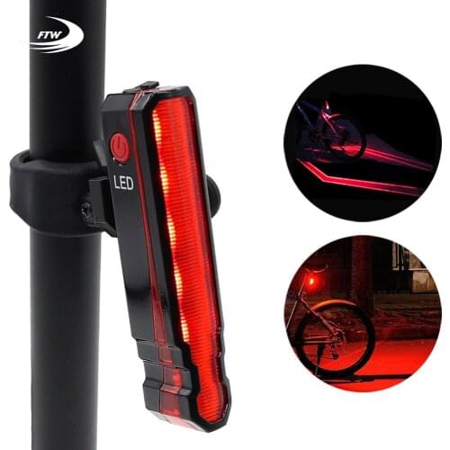 FTW Bike Tail Light Laser USB Rechargeable Bicycle Rear Back Light Powerful Waterproof for Night Cycling safety LED Lamp TL2291