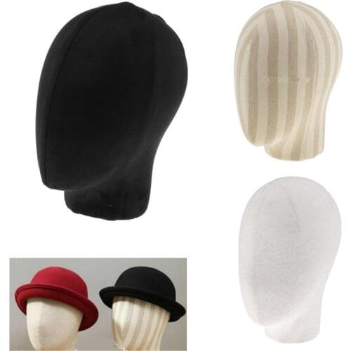 Canvas Block Head Mannequin Head Wig Display Styling Head, Wig Hat Glasses Holder Rack with Mount Hole 21
