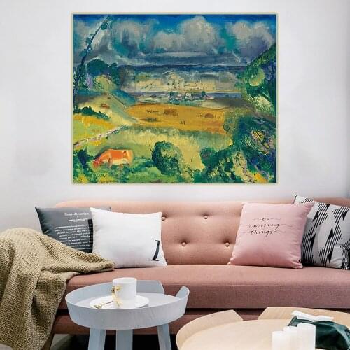 Canvas Oil Painting George Bellows"Clouds And Meadow"Wall Aesthetic Backdrop Western Art Decor Home Room Interior Decoration