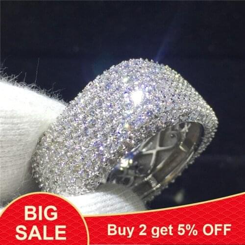 Hollow Ring 925 Sterling silver Pave setting 400pcs AAAA cz Luxury Engagement Wedding Band Rings for women men Finger Jewelry