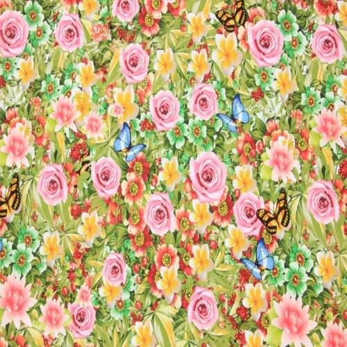 Cartoon Flowers Butterfly Print 100% Cotton Fabric for Girl Clothes Bedding Set Hometextile Cushion Cover Backpack DIY