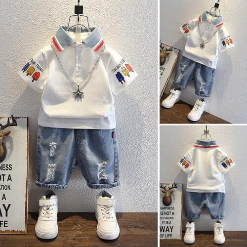 Baby Boy Clothing Sets Infants Boy Clothes Shorts Sleeve Tops+Overalls 2PCS Outfits Summer Bebes Clothing 2 3 4 6 8 10 YEARS