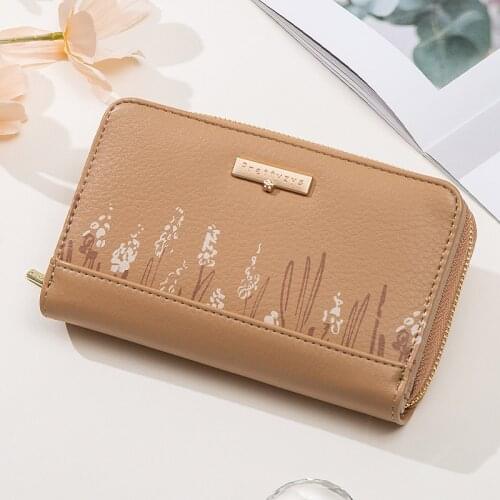New Fashion Printing Wallet Women Purse Female PU Leather Card Medium Wallets Zipper Coin Purses for Ladies