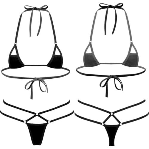 Summer Women Lingerie Bikini Swimwear Strappy Bikini Set Micro Bikini Swimsuit Swimwear Bathing Beachwear Underwear Nightwear