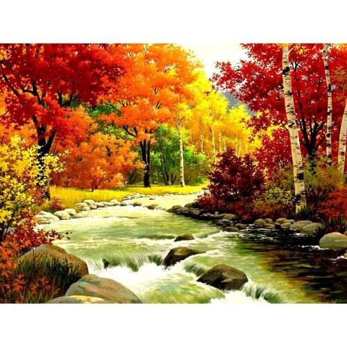 Landscape Sunset Printed Canvas 11CT Cross-Stitch DIY Embroidery Complete Kit DMC Threads Craft Needlework Sewing Wholesale