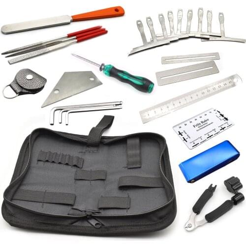 21PCS Guitar Luthier Repair Tool Kit Maintenance Tools Guitar String Winder Leveling Action Ruler Fret Sanding File Screwdriver