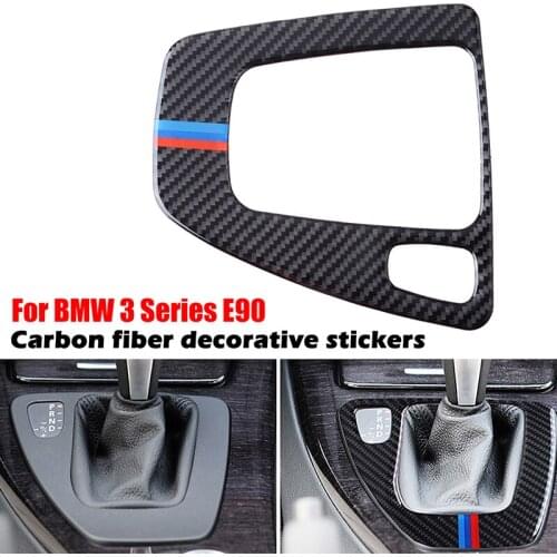Carbon Fiber Sticker Gear Shift Panel Decorative Molding Stickers Cover Trims Fit For BMW 3 SeriesE90 E92 E93 2005-2012