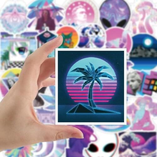 50pcs/Set Steam Wave Creative Cute Retro Fun Stickers Album Magazine Diary Calendar Scrapbook Student Stationery Office Supplies
