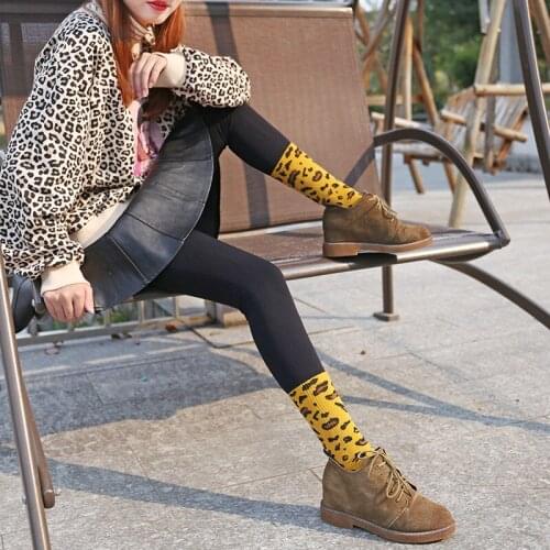 Autumn And Winter Ladies Sexy Leopard Print Socks Cute And Funny Cartoon Animal Socks Toe Stockings Fashion Trendy Womens Socks