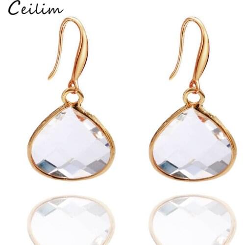 2020 New Shining Rhinestone Crystal Drop Earrings Women Luxury Design Gold Metal Clear Red Glass Hanging Earring Wedding Jewelry