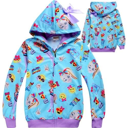 3-12Y Cartoon Siwa Girls Autumn Jackets Coats Hoodies with Bow Children Zipper Outerwear Coat Casual Clothing Clothes