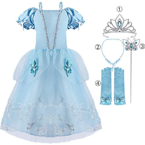 Cinderella Dress Girl Princess Dress for Baby Girl Child Makeup Cinderella Cosplay Costume Kids Girls Birthday Party Prom Dress
