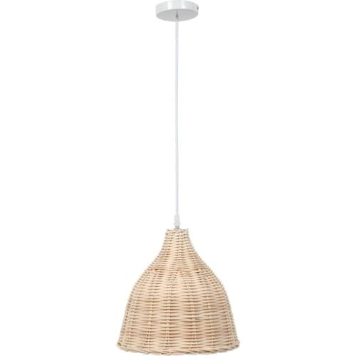 Rattan Hanging Lamp E27 Pendant Light Nordic Chandelier for Kitchen Bedroom Living Room (26cm in Diameter)Without Bulb