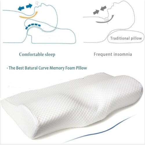 White Memory Foam Pillow for Sleeping Bed Pillow for Neck Pain Orthopedic Pillow Massage Cervical Protection for Bedroom Pillows